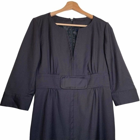 J Crew Womens Wool Solid Short Sleeve Knee Length Sheath Dress Black Size 6 - Picture 3 of 8